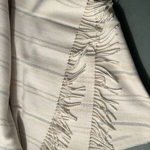 Sackcloth & Ashes Blanket Throw-Essentials Collection-Neutral/White Stripe-NEW